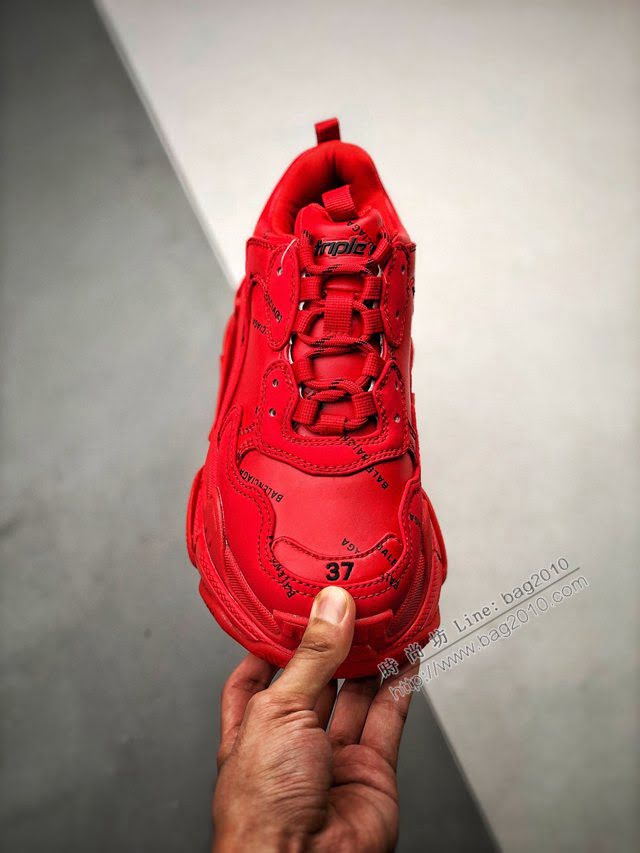 Balenciaga經典款男女鞋 巴黎世家頂級版本Triple S大底LOGO大紅彈幕老爹鞋 Balenciaga情侶款老爹鞋  hdbl1212